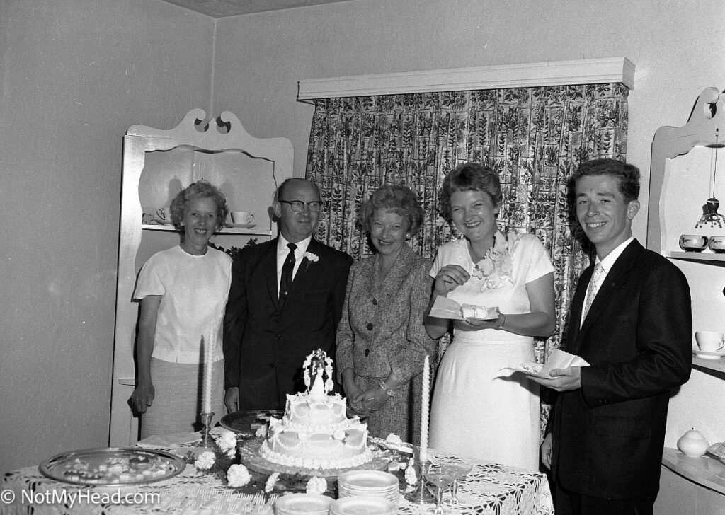 Photo of: Wedding Reception of Gene Prince & Cynthia Kramer, 15 Jul 1961  Date: 1961-07-15 Location: 6116 Orchard Ave. Richmond California USA