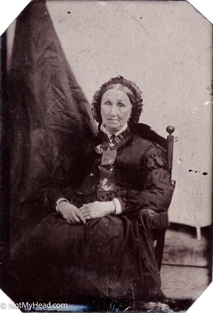 Photo of: Elizabeth Ann Roe, circa 1887. Maternal Grandmother of Maude Elizabeth Mitchell.  Date: 1887 Location:  Ashland Wisconsin USA