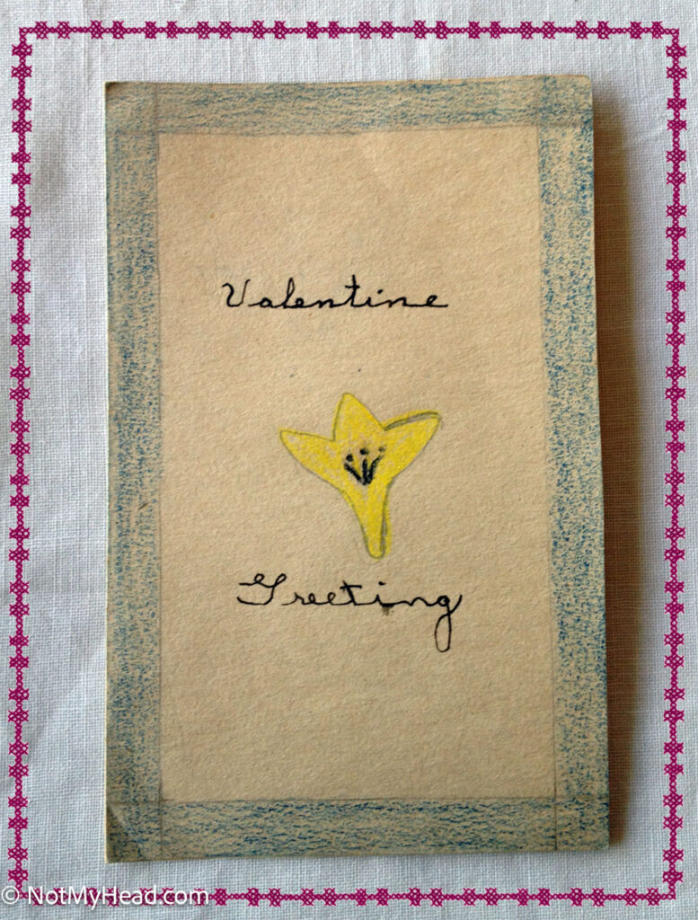 Photo of: Gram's Vintage Valentines: 1910-1930: Stored in a MacFarlane's heart shaped candy box.  Date: 2013-02-11T11:53:17-08:00 Location:    USA