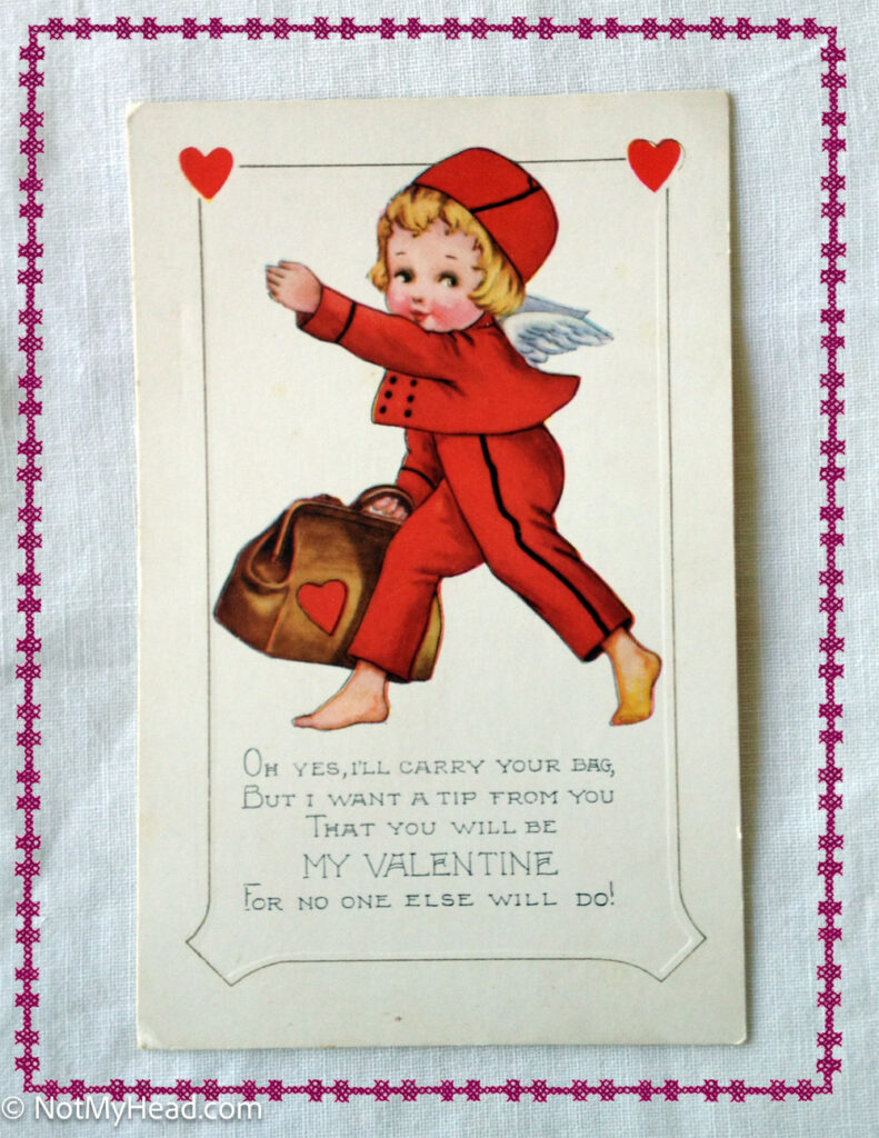 Photo of: Gram's Vintage Valentines: 1910-1930: Stored in a MacFarlane's heart shaped candy box.  Date: 2013-02-11T11:44:35-08:00 Location:    USA