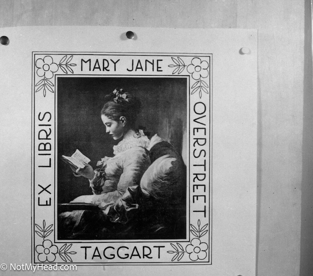 Photo of: Mary's  bookplate  Date:  Location:    USA