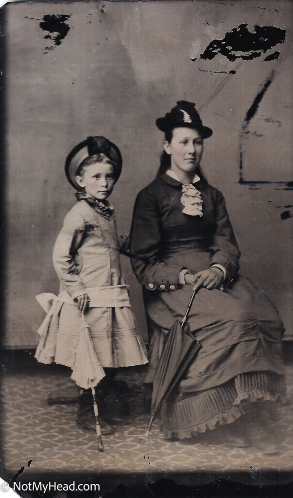 Photo of: Maude Elizabeth Mitchell & Mrs. Palmer, circa 1870s  Date: 1878 Location:  Ashland Wisconsin USA