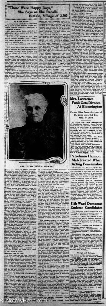 Photo of: Olivia Prince Bidwell, Buffalo Times Profile, 1919  Date: 1919-07-06 Location:  Buffalo New York USA