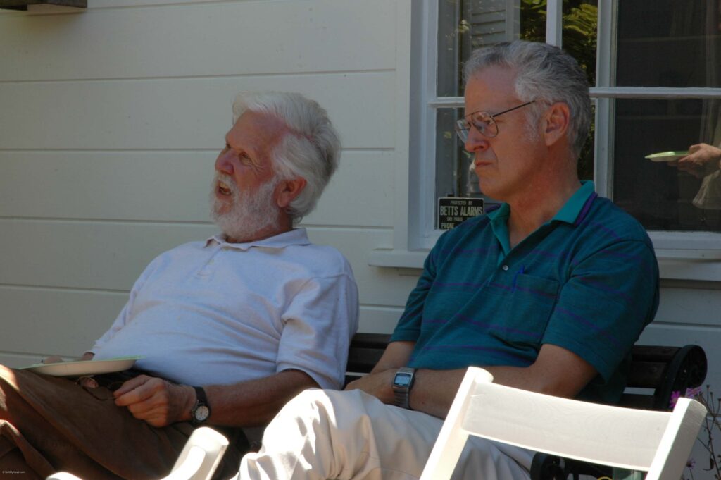 Photo of: Ralph Prince, Albert Morris  File: Overstreet Reunion 2004-54.jpg Date: 2004-07-19 Location: El Cerrito California