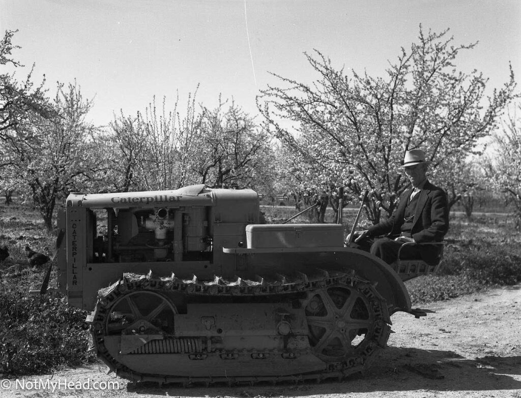 Photo of: Pa on Tractor March 22, 1936 Hollister  Date:  Location:  Hollister  USA