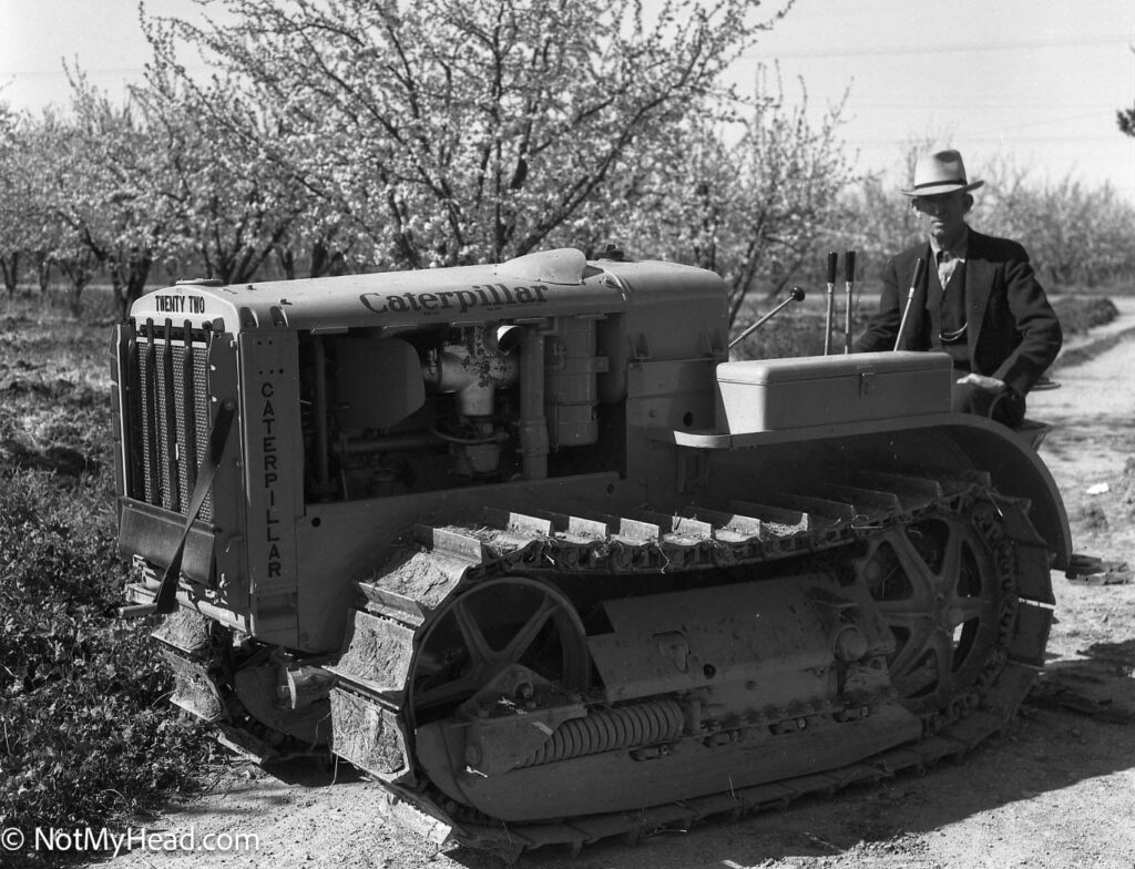 Photo of: Pa on Tractor March 22, 1936 Hollister  Date:  Location:  Hollister  USA