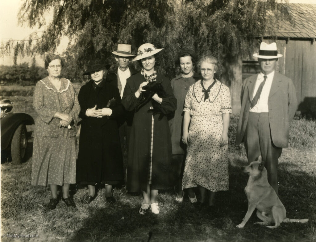 Photo of: Edith Overstreet (Middle) 1935  File: RP-May_1935.jpg Date:  Location:  California