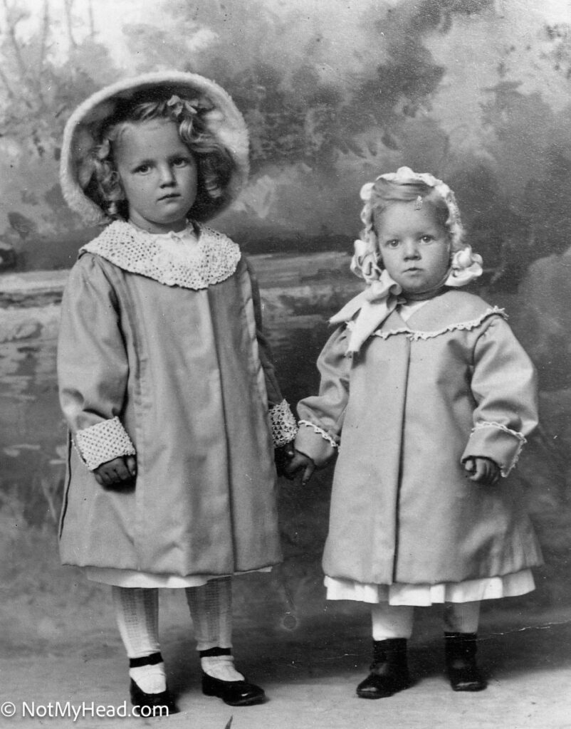 Photo of: Edith and Kate Overstreet, Corn-fed farmer's daughters  Date:  Location:  Hollister California USA