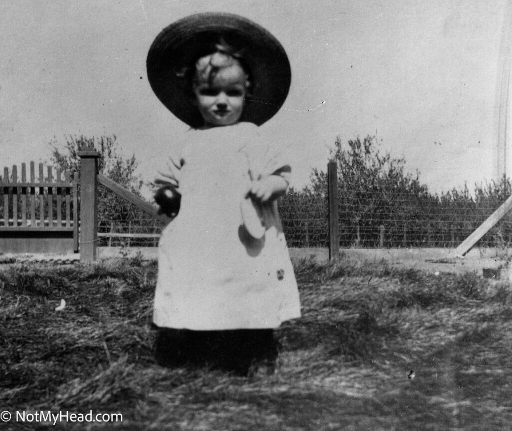 Photo of: Edith Overstreet, Where did you get that hat?  Date:  Location:  Hollister California USA